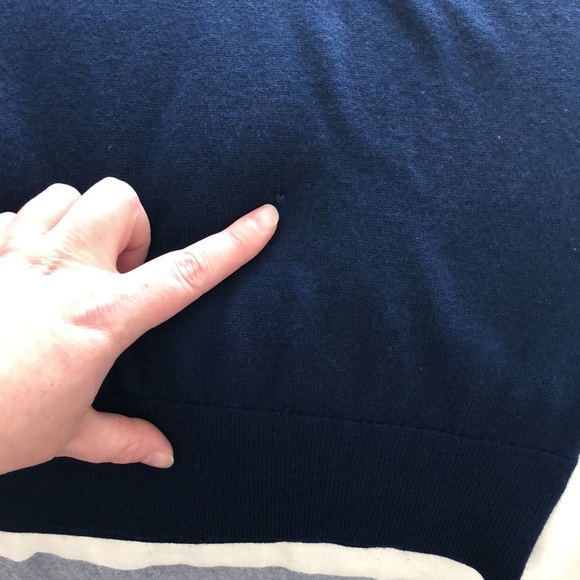 Merino wool sweater with faux leather piping and half zip - Picture 11 of 12